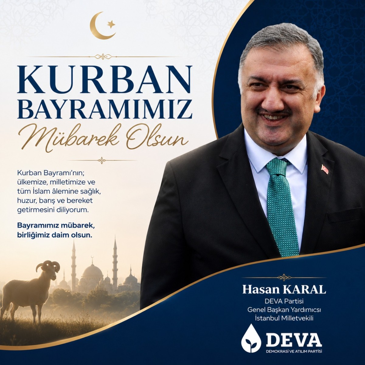 DEVA Partisi Hasan Karal’dan Bayram Mesajı: “Vatandaş Kurban Yerine Hesap Yapıyor”