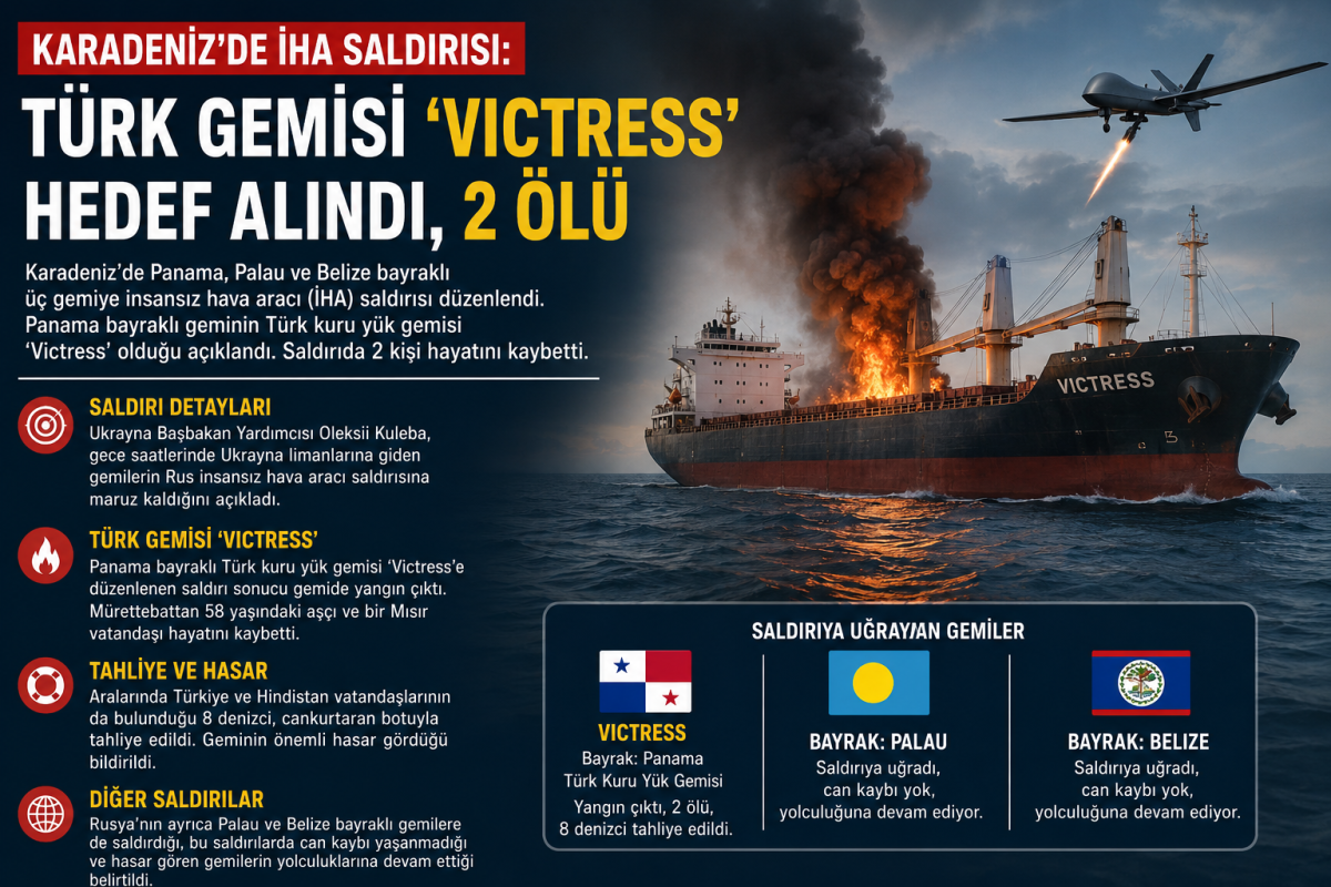 Karadeniz’de 3 Gemiye İHA Saldırısı: Türk Gemisi Victress’te 2 Kişi Hayatını Kaybetti